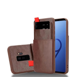 Coque pour Samsung Galaxy S9 PLUS Etui en BRUN CHÊNE Housse Cover Protection Silicone TPU revêtement similicuir