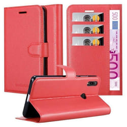 Coque pour Huawei Y6 2019 Housse en ROUGE CERISE Etui Case Cover Protection fermeture magnétique Portefeuille