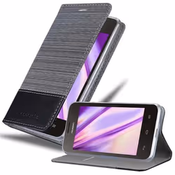 Coque pour Huawei Y3 / Y3C / Y330 / Y331 / Y360 Housse en GRIS NOIR Etui Case Cover Protection fermeture magnétique