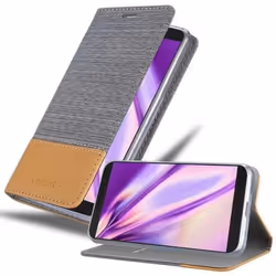 Coque pour Alcatel 3 2019 Housse en GRIS CLAIR MARRON Etui Case Cover Protection fermeture magnétique