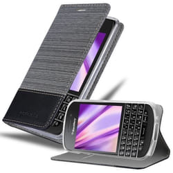 Coque pour Blackberry Q10 - CADORABO - GRIS NOIR - Étui portefeuille - Similicuir - Fermeture magnétique