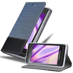 Coque pour Blackberry Z10 - CADORABO - Bleu Foncé Noir - Similicuir - Stand Intégré - Fermeture Magnétique