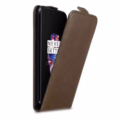 Coque pour OnePlus 5 Etui en MARRON CAFÉ Housse Case Cover Protection Flip magnétique Portefeuille