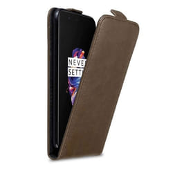 Coque pour OnePlus 5 Etui en MARRON CAFÉ Housse Case Cover Protection Flip magnétique Portefeuille