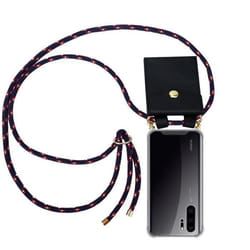 Coque Collier pour Huawei P30 PRO Housse en BLEU ROUGE BLANC POINTÉ Etui Fashion Necklace a la mode Case Cover Silicone réglable