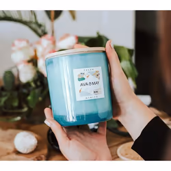 AVA & MAY CA-TU-500 bougie en cire Cylindre Jasmin, Patchouli Turquoise, Blanc 1 pièce(s)