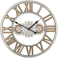 Beliani - Horloge au Style Traditionnel en Acier Argenté et Doré et Chiffre Romain Mécanique Apparente pour Intérieur Industriel et Moderne