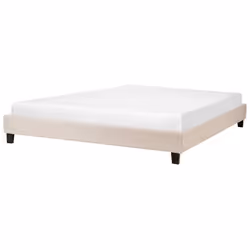Lit double en tissu beige 180 x 200 cm ROANNE