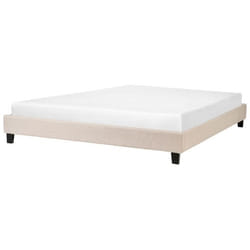 Lit double en tissu beige 180 x 200 cm ROANNE