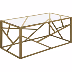 Description générale Cette table basse rectangulaire avec plateau en verre et cadre doré allie élégance et modernité. Son des ...
