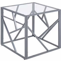 Table d'appoint de forme cubique en structure argentée. Avec son design moderne et industriel, cette table d'appoint ne passe ...