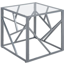 Table d'Appoint Carrée avec Plateau en Verre et Cadre en Métal Argenté pour Salon ou Chambre au Style Moderne et Glamour Beliani