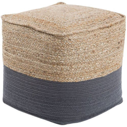 Pouf de Forme Cubique 44 x 44 cm fabriqué en Jute Beige et en Coton Gris Foncé avec Remplissage en Billes de Polystyrène Beliani
