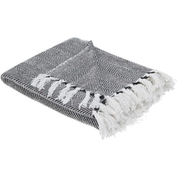 Plaid Tissé à la Main en Coton Blanc et Noir 130 x 160 cm Couverture Douce et Confortable avec Frange de Style Boho Beliani