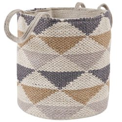 Panier Transportable Léger en Coton avec Motif Triangulaire Beige Gris et Jaune au Style Bohème Beliani