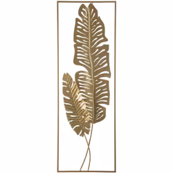 Décoration murale dorée à motif botanique. Cette décoration murale se distingue par sa simplicité. Un rectangle ouvert encadr ...