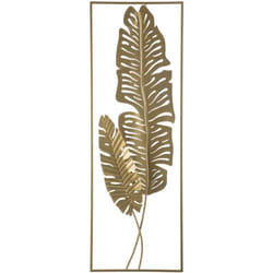 Beliani - Décoration Mural sous Forme de Tableau Rectangulaire avec Motif de Floral Dorée sur Fond Blanc pour Salon Moderne