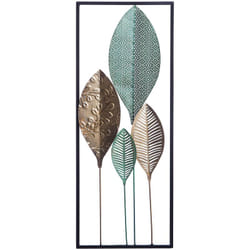 Beliani - Décoration à Poser avec Cadre en Métal Noir avec des Motif Floraux Doré et Vert pour Salon Contemporain et Moderne