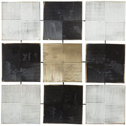Beliani - Décoration Mural avec différentes Plaques de Forme Carrée en Métal Noir Doré et Blanc pour Intérieur Moderne et Contemporain 50 x 50 cm