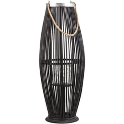 Beliani - Lanterne Décorative Bougeoir Design 72 cm de Hauteur en Bambou Noir Accessoire Parfait pour Salon Chambre au Style Boho et Scandinave