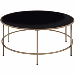 Table basse ronde en métal avec plateau teinté en noir. Une table basse ronde aux allures nobles et modernes. Composé d'une s ...