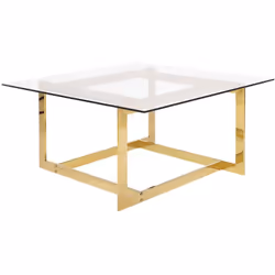 Table basse avec plateau en verre et pieds en métal. Cette table basse de forme carrée apportera un style art déco et une tou ...