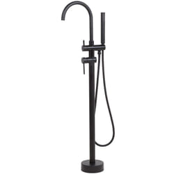 Robinet Mitigeur de Bain sur Pied en Inox Zinc et Laiton Noir Mat 116 cm Tugela