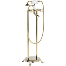 Robinetterie sur Pied pour Baignoire Autoportante en Acier Inox et Laiton de Couleur Doré de 98 cm de Hauteur au Style Vintage Rétro Beliani