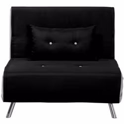 Petit canapé convertible type chauffeuse en tissu noir. Ce canapé compact s'adapte à tout espace de vie limité, offrant un en ...
