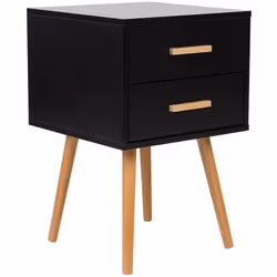 Table de chevet noire avec 2 tiroirs. Apportez le style scandinave dans votre maison avec cette belle table de chevet qui off ...