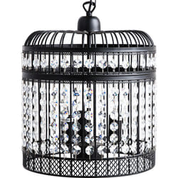 Beliani - Lampe Suspension Cage à Oiseaux en Acier Noir Orné de Cristaux E14 40W a++ Design Glamour et Urbain pour Salon Chic ou Salle à Manger