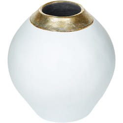 Beliani - Vase Décoratif de Forme Ronde fabriqué en Céramique Blanche et Verseur Doré Antique de 31 cm de Hauteur au Style Vintage