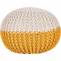 Coussin de sol. Pour rajouter un petit plus à votre décoration, ce pouf carré tricoté en gros fils de coton est très conforta ...