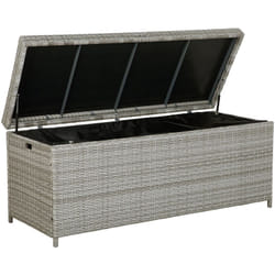Coffre de Rangement Extérieur 158 x 63 cm en Rotin Gris Idéal pour Stockage d'Accessoires de Jardin et Coussins Durable et Décoratif Beliani