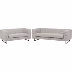 Set de canapés beiges au style Chesterfield . Rajoutez du charme à votre intérieur avec cet ensemble élégant. Son design chic ...
