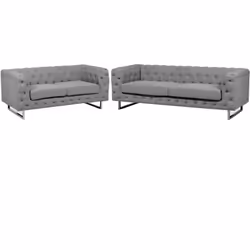 Set de canapés au style chesterfield gris. Rajoutez du charme à votre intérieur avec cet ensemble élégant. Son design chic, i ...