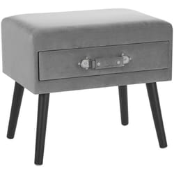Table de Chevet Moderne composé d'une Structure en Bois de Pin Capitonné en Velours Gris avec Tiroir 46 cm de Hauteur Beliani