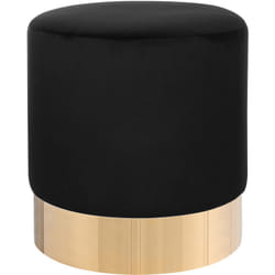 Beliani - Pouf de Forme Cylindrique fabriqué en Velours Noir avec Base Métallique Doré pour Salon ou Chambre Glamour et Moderne