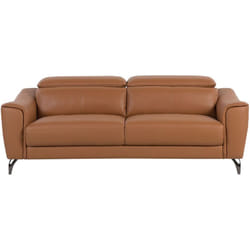 Canapé Design 3 Places en Cuir et Cuir pu Marron avec Appuis-têtes Ajustables pour Salon au Style Moderne Beliani