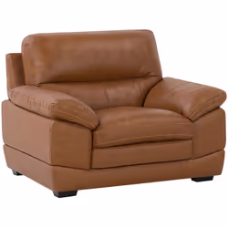 Fauteuil élégant marron doré. Ce fauteuil élégant en cuir PU sera le choix parfait pour tout salon, grâce à sa finition intem ...