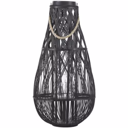 Grande lanterne en bois naturel. Cette lanterne tressée en bois naturel est conçue pour apporter une ambiance estivale à tout ...