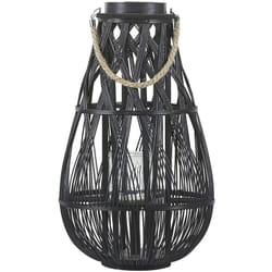 Lanterne au Style Africain Fabriqué en Bambou peint en Noir pour Extérieur et Intérieu 56 cm de Hauteur Beliani