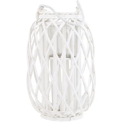 Beliani - Lanterne au Style Naturel en Bois de Saule peint en Blanc pour Intérieur et Extérieur Boho 40 cm