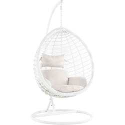 Beliani - Fauteuil Suspendu Balançoire pour Extérieur et Intérieur en Rotin Blanc Design Ultra Moderne et Conception Solide pour Salon ou Jardin