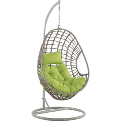 Fauteuil Suspendu Balançoire pour Extérieur et Intérieur en Rotin Gris Design Ultra Moderne et Conception Solide pour Salon ou Jardin Beliani