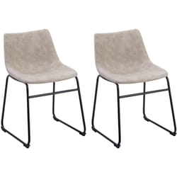 Set 2 Chaises Rétro Tapissées en Tissu Beige avec Pieds en Acier Noir Idéales pour Salle à Manger Vintage ou Nordique et Salle de Conférence Beliani