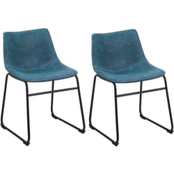 Set 2 Chaises Rétro Tapissées en Tissu Bleu avec Pieds en Acier Noir Idéales pour Salle à Manger Vintage ou Nordique et Salle de Conférence Beliani