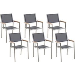 Beliani - Lot de 6 Chaises de Jardin Empilables Gris et Argenté en Tissu et Inox Grosseto