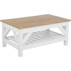 Table Basse 100 x 60 cm en mdf Effet Bois Clair et Blanc avec Plateau de Rangement pour Salon de Style Traditionnel, Moderne ou Scandinave Beliani