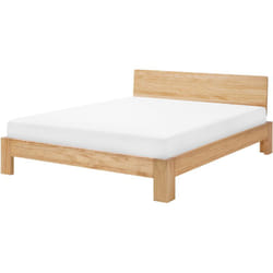 Lit Double en Bois Massif Clair 160 x 200 cm Confortable et Robuste au Design Minimaliste pour Chambre Moderne ou Rustique Beliani